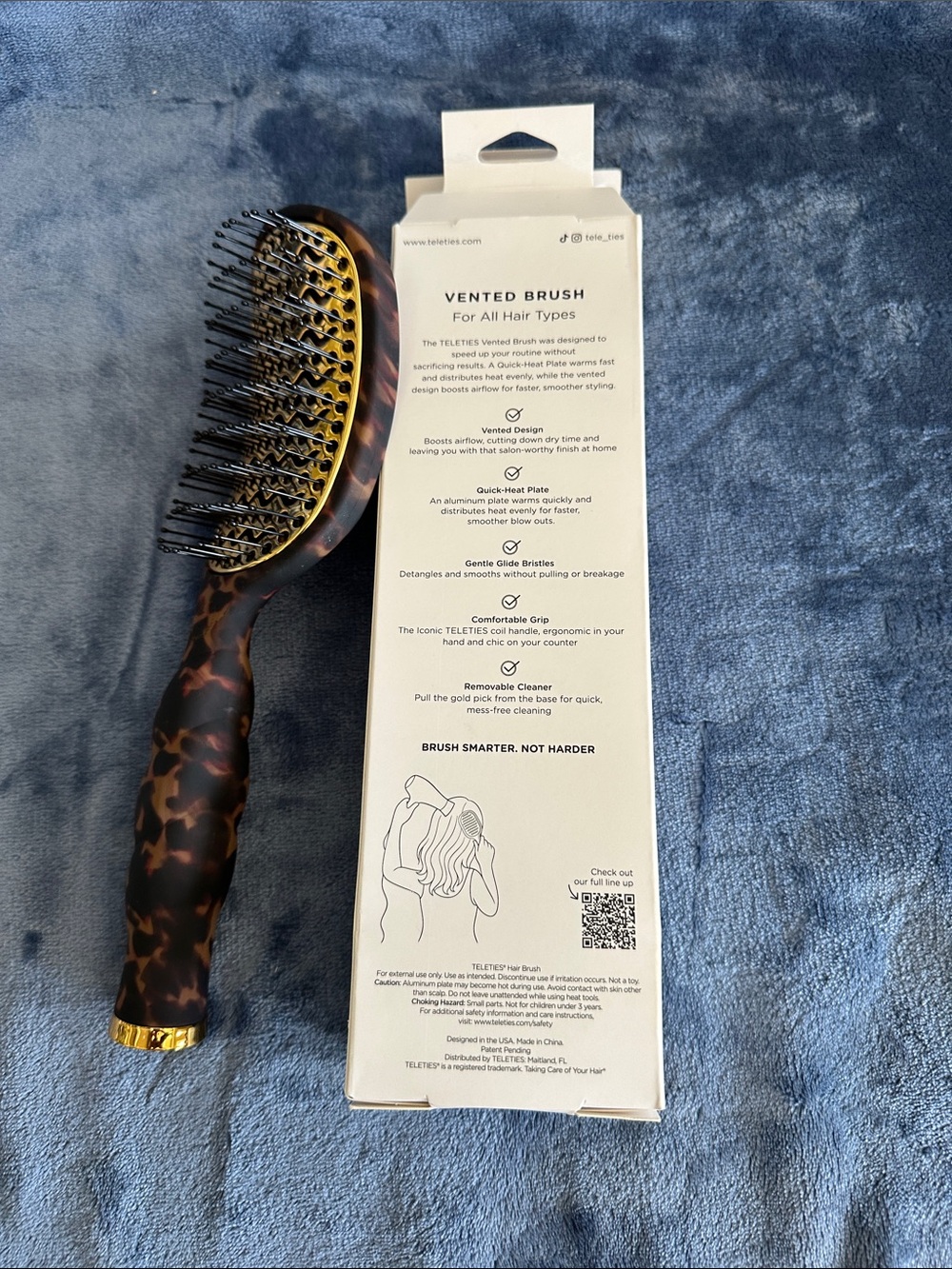 Teleties Gold & Brown Tortoise Vent Brush – Women Hair Styling - Picture 6 of 6